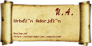 Urbán Adorján névjegykártya